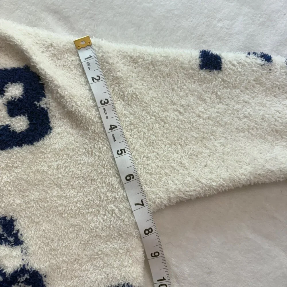 Novelty Boucle Knit Cardigan Cream/Navy Preppy Academia Sweater Forever 21 Sz S